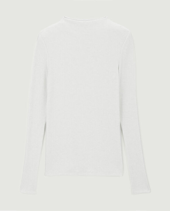 Pull fin en maille côtelée col cheminée blanc - Pimkie