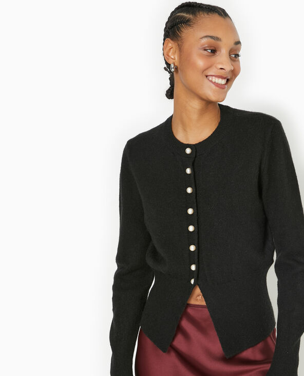 Gilet cintré avec boutons perles noir - Pimkie