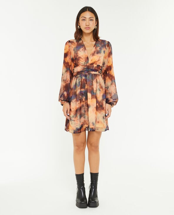Robe courte en mousseline marron - Pimkie