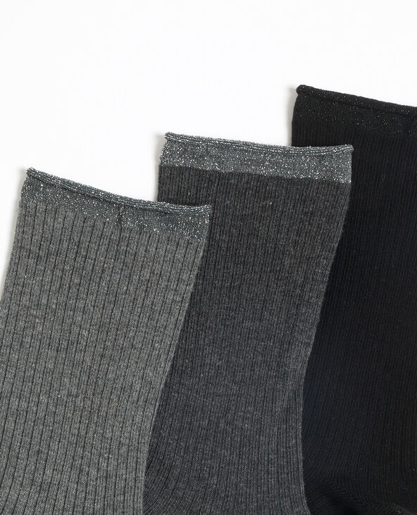 Lot de 3 paires de chaussettes hautes gris - Pimkie