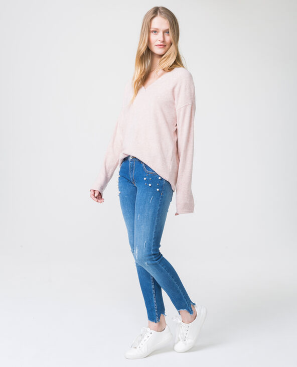 Pull col V rose clair - Pimkie