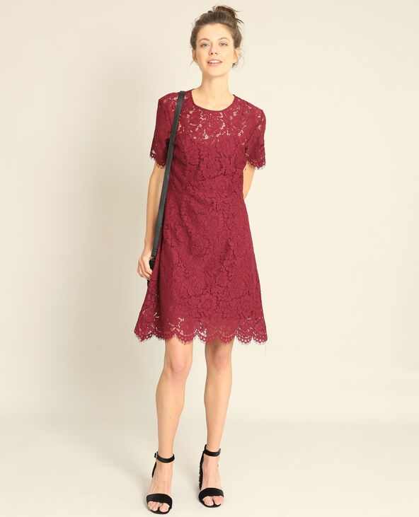 Robe en dentelle bordeaux - Pimkie