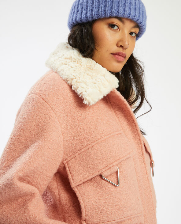 Veste courte à col effet fourrure marron - Pimkie
