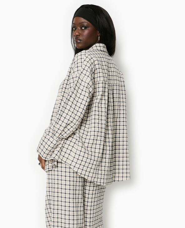 Chemise oversize à carreaux blanc - Pimkie