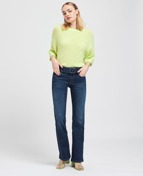 Jean flare taille basse avec ceinture bleu marine - Pimkie