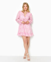 Robe courte avec volants motif fleurs