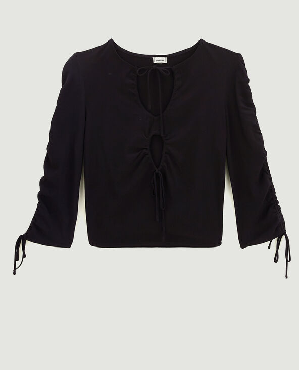 Top avec liens coulissants noir - Pimkie