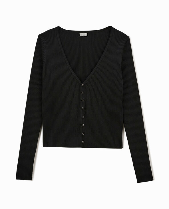 Gilet fin en maille côtelée noir - Pimkie