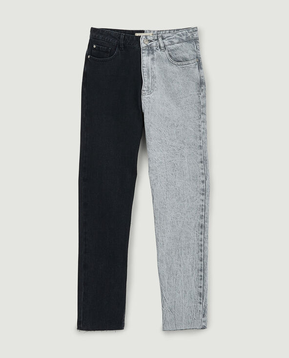 Jean mom taille haute bicolore gris - Pimkie