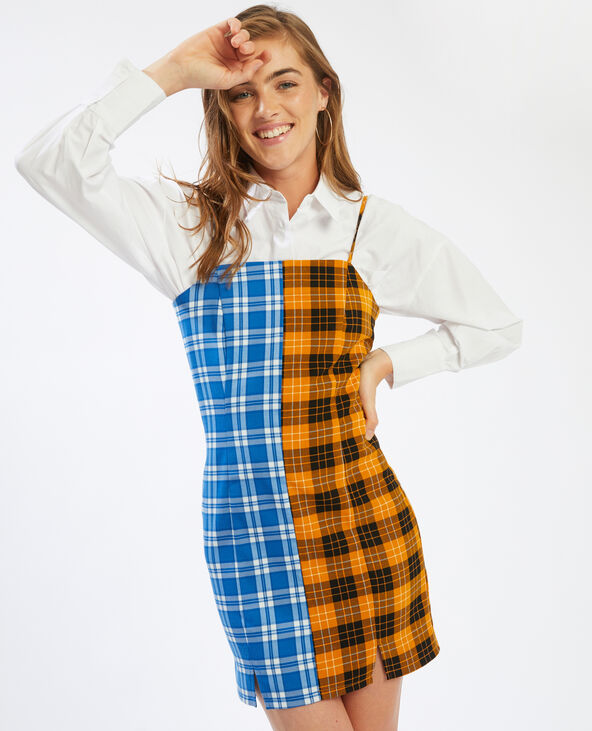 Robe bicolore à carreaux orange - Pimkie