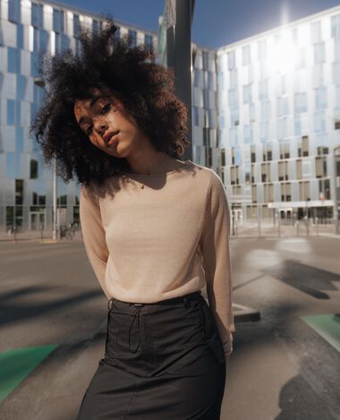 Top manches longues en maille transparente beige - Pimkie