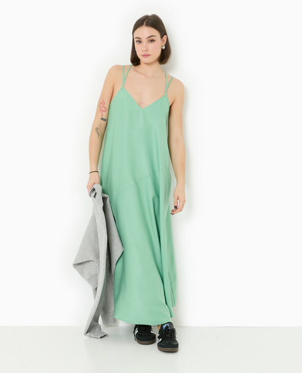 Robe longue en tissu fluide vert - Pimkie