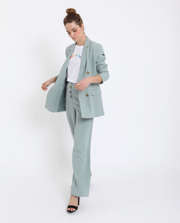 Blazer 70% lin vert de gris - Pimkie