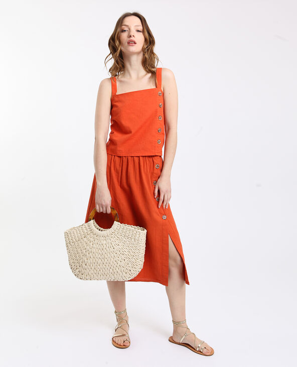 Jupe midi marron - Pimkie