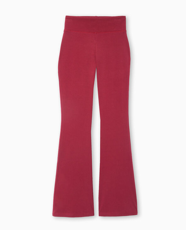 Pantalon flare en maille extensible bordeaux - Pimkie