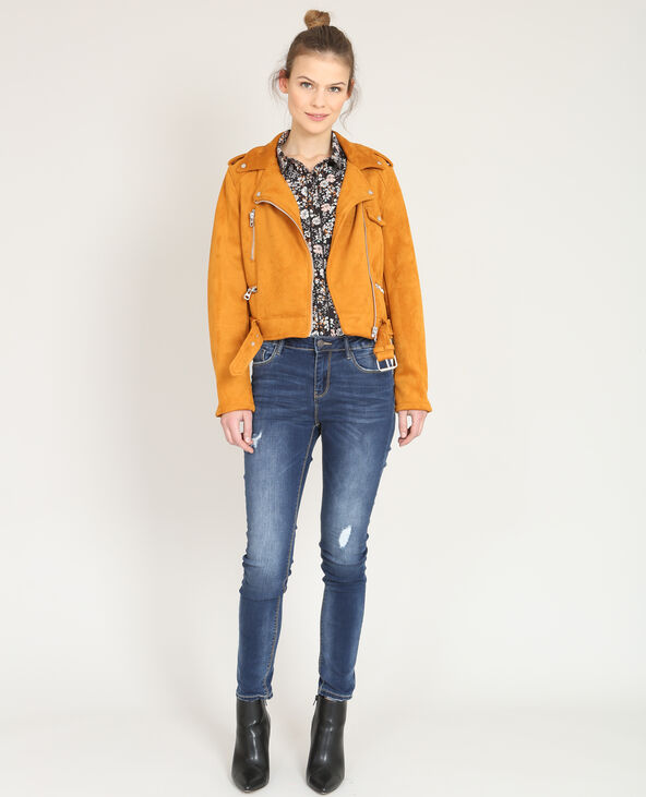 Veste style perfecto suédine camel - Pimkie