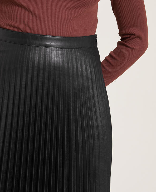 Jupe midi pliss e simili cuir