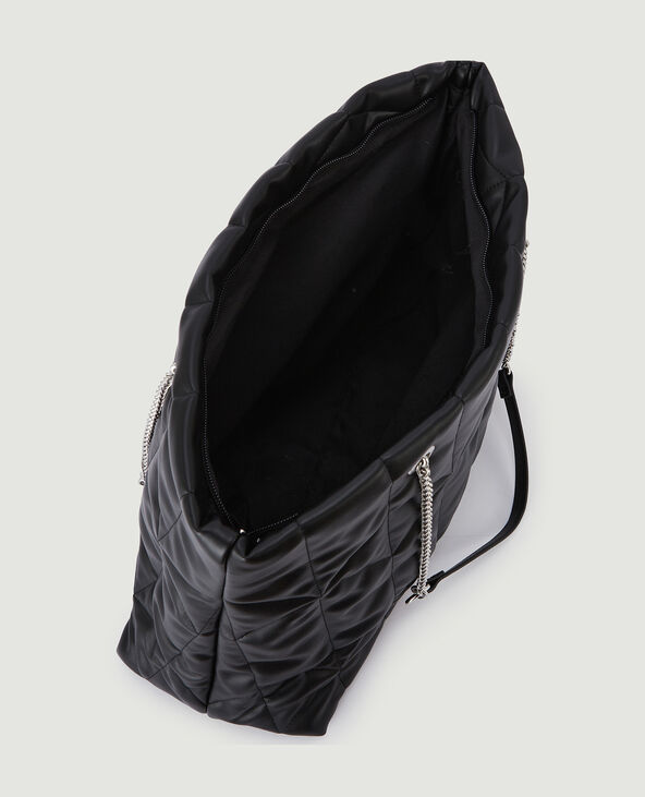 Grand sac en simili matelassé noir - Pimkie