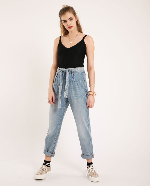 Jean mom à ceinture bleu - Pimkie