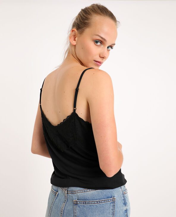 Top fines bretelles et dentelle noir - Pimkie