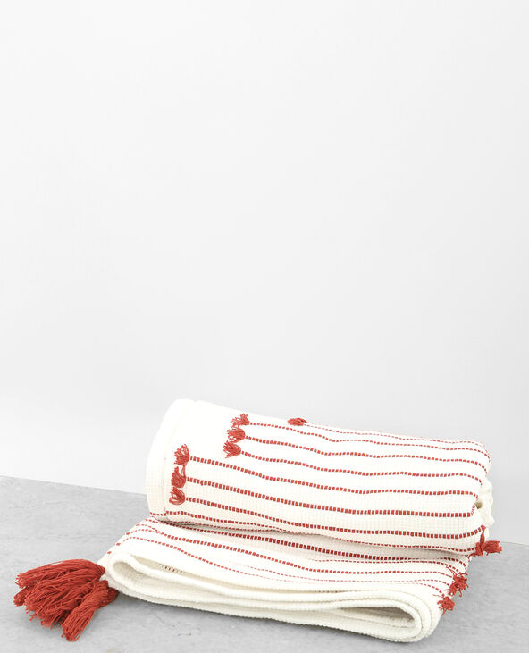 Plaid tissé pompons blanc - Pimkie