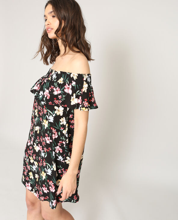 Robe col bardot noir - Pimkie