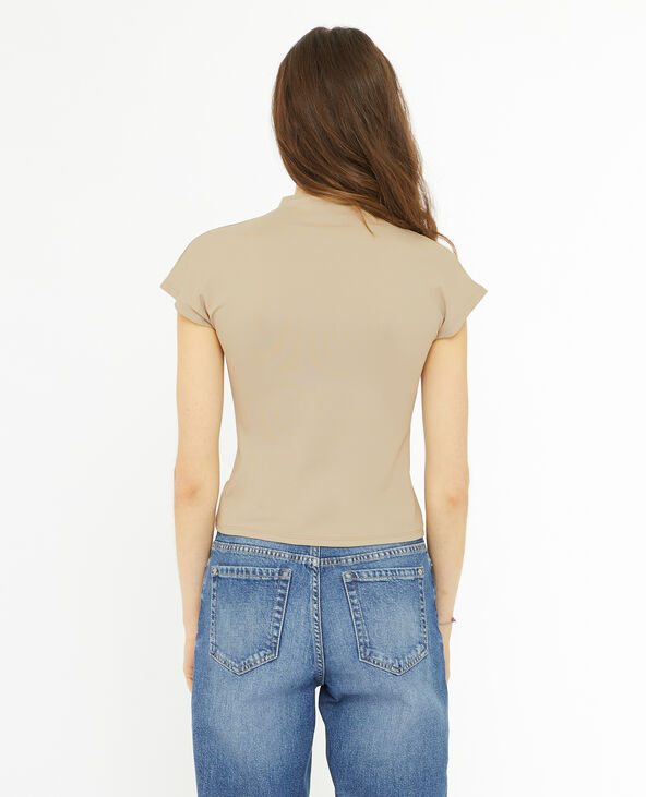 Top col montant en maille gainante beige - Pimkie