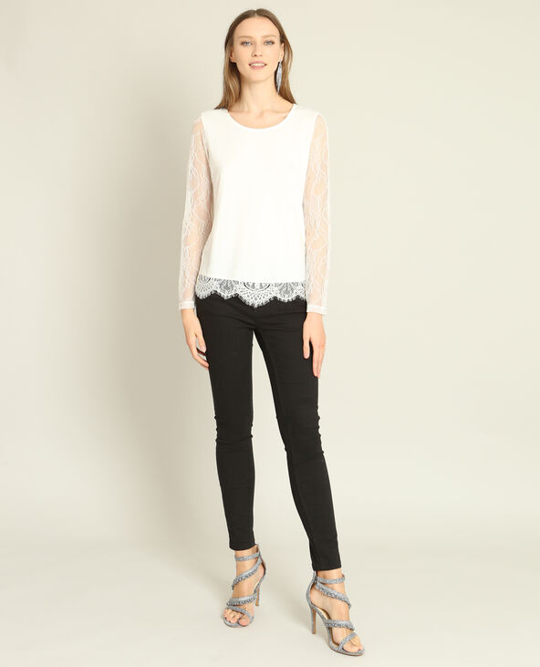 T-shirt en dentelle blanc - Pimkie