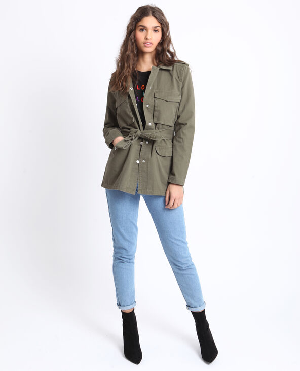 Veste army à ceinture vert kaki - Pimkie