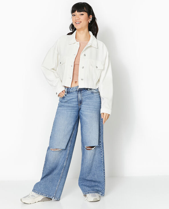 Veste en jean coupée cropped écru - Pimkie