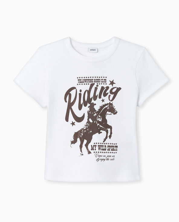 T-shirt ajusté avec print blanc - Pimkie
