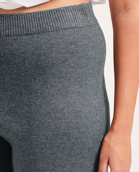 Pantalon large en maille gris chiné - Pimkie