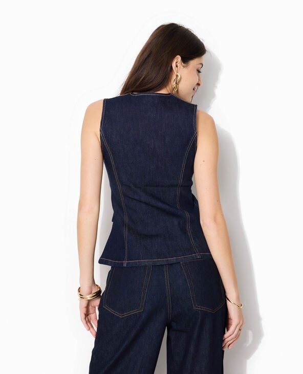 Veste en jean sans manches façon gilet de barman bleu - Pimkie