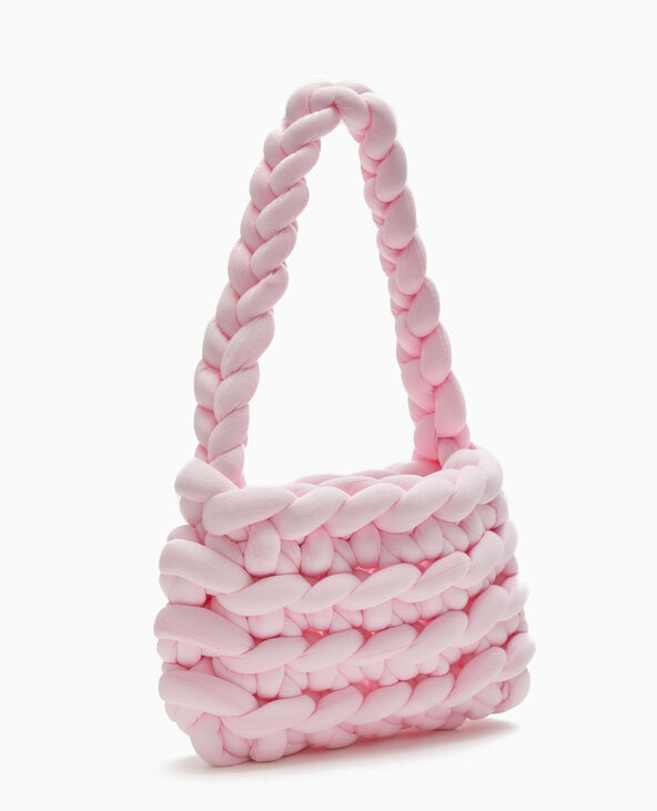 Sac en grosse maille tressée rose clair - Pimkie