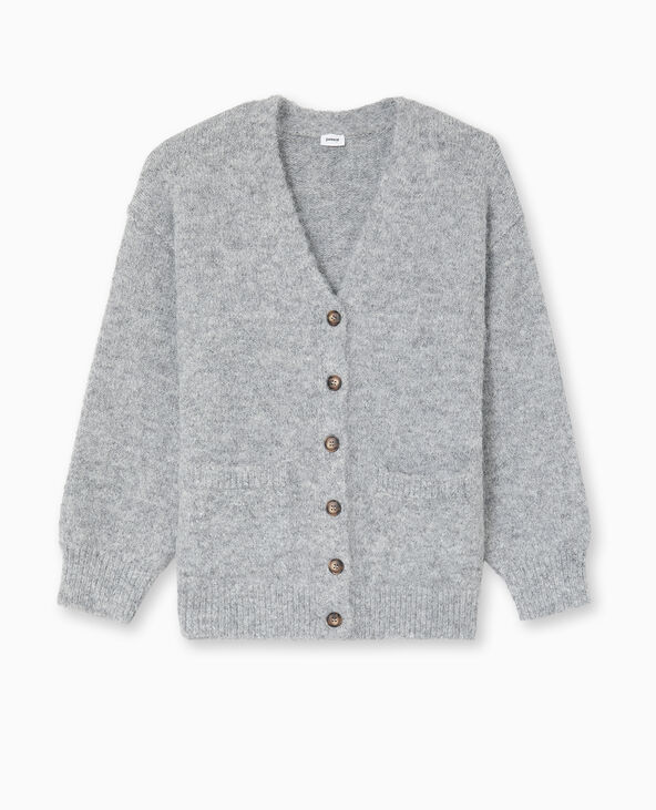 Gilet long en maille douce et poilue gris - Pimkie