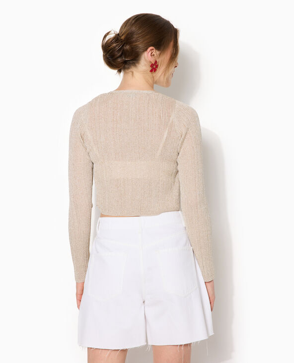 Gilet court en maille lurex avec nouette doré - Pimkie