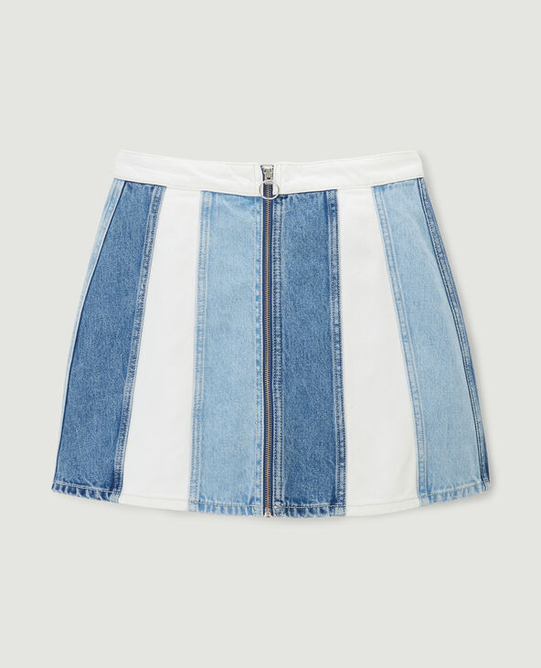Jupe trapèze en jean bleu clair - Pimkie
