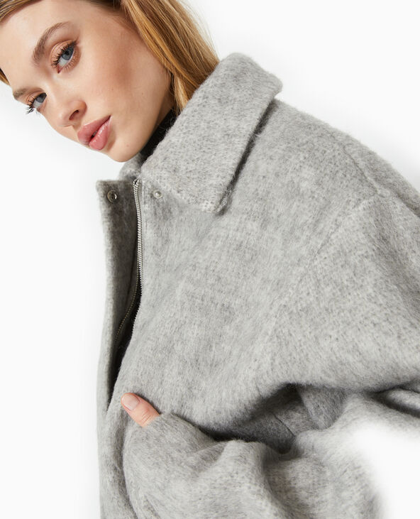 Blouson en drap de laine avec col blanc - Pimkie