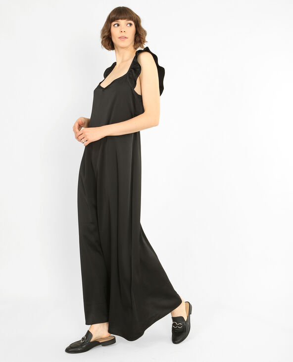 Robe longue satinée noir - Pimkie