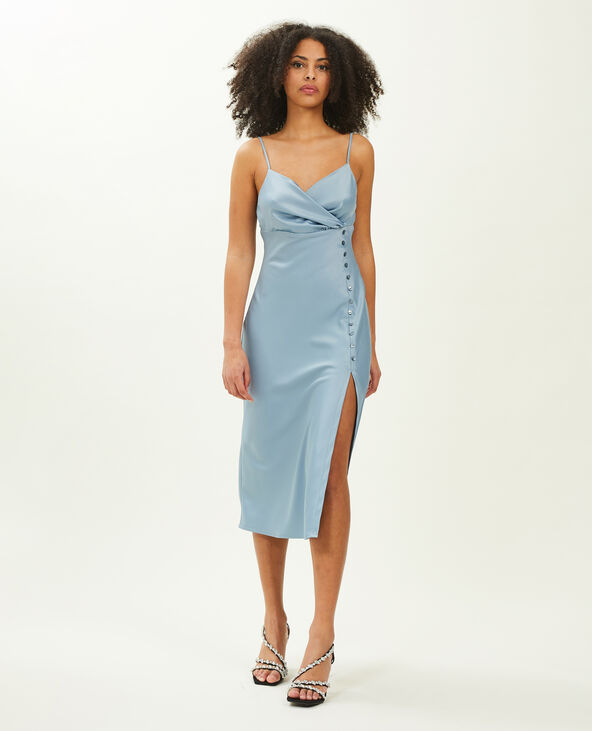Robe longue satinée bleu - Pimkie