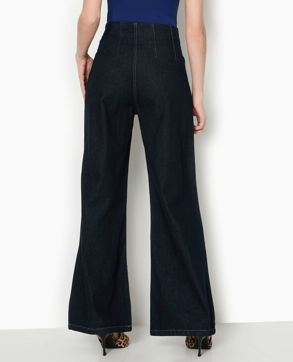Jean wide taille haute avec pinces bleu - Pimkie