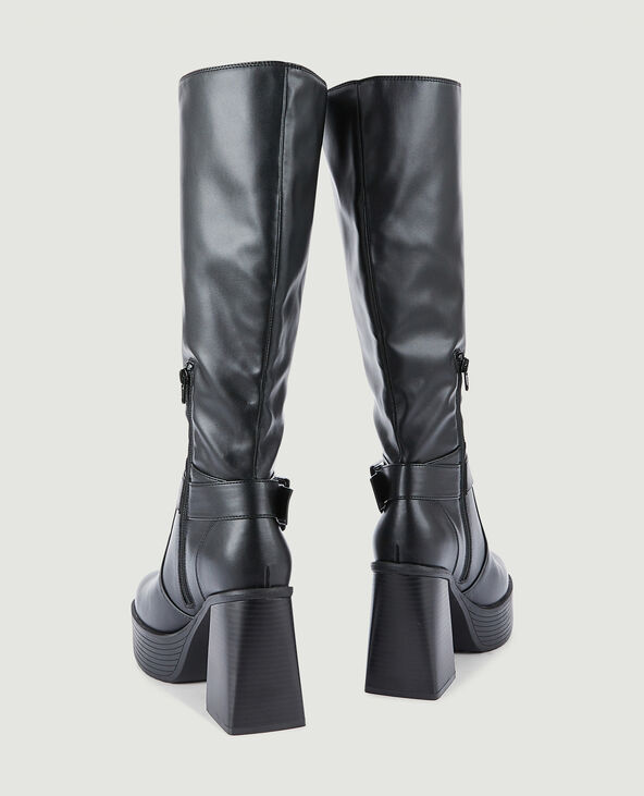 Bottes à talon avec bride et boucle noir - Pimkie