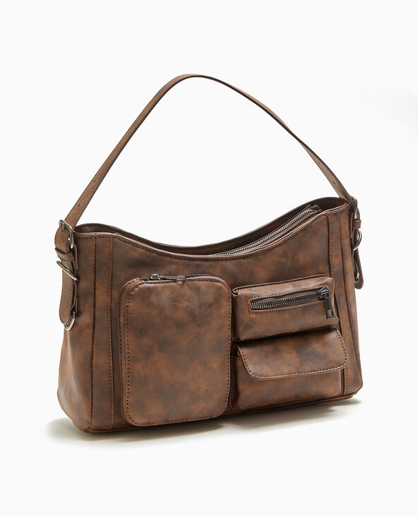 Sac multipoche effet cuir usé marron - Pimkie