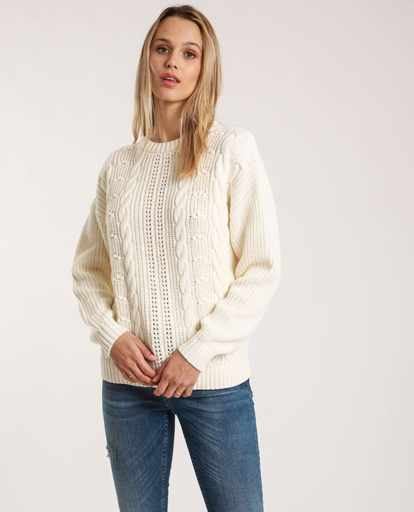 Pull à torsades blanc - Pimkie