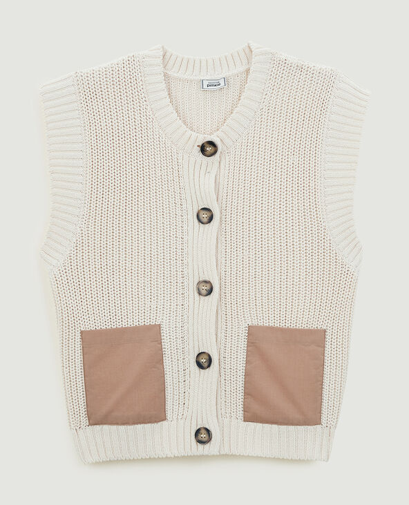 Gilet sans manche avec poches contrastées beige - Pimkie