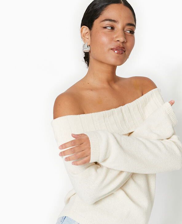 Pull encolure Bardot blanc - Pimkie
