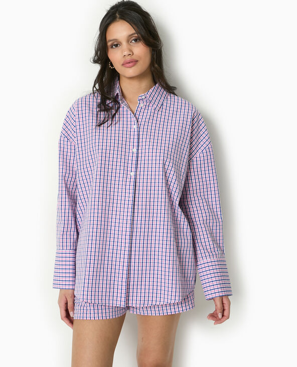 Chemise oversize à carreaux bleu marine - Pimkie