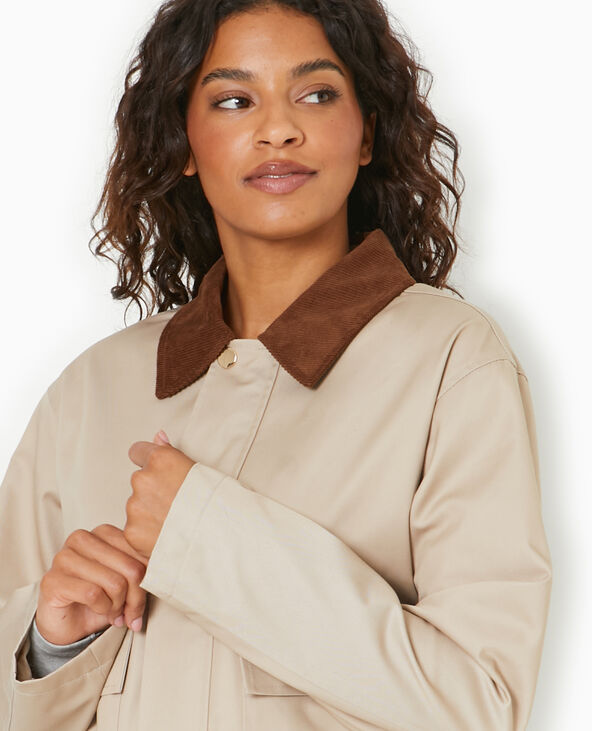 Veste en toile avec col velours côtelé doré - Pimkie