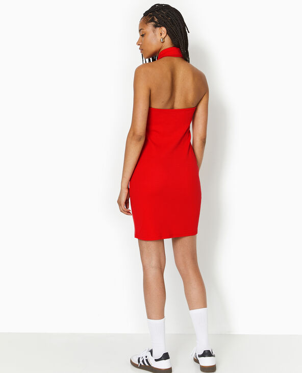 Robe courte dos-nu avec col rouge - Pimkie