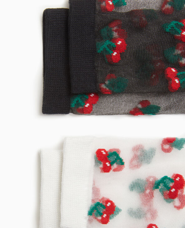 2 paires de chaussettes transparentes avec cerises blanc - Pimkie